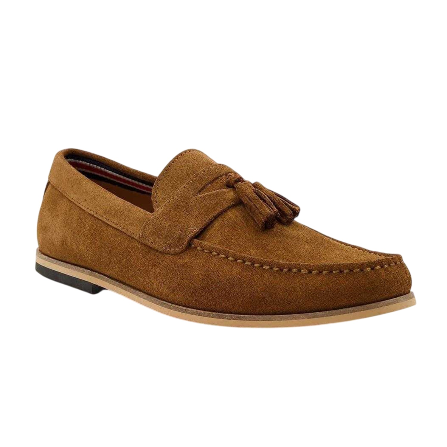 Tan - Side - Dune London Mens Bart Suede Loafers