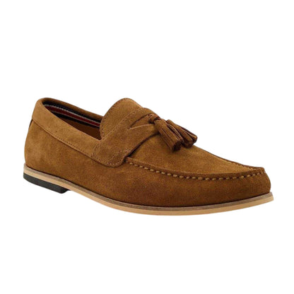 Tan - Side - Dune London Mens Bart Suede Loafers
