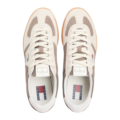 Beige - Side - Tommy Jeans Mens Greenwich Suede Low Cut Flat Trainers