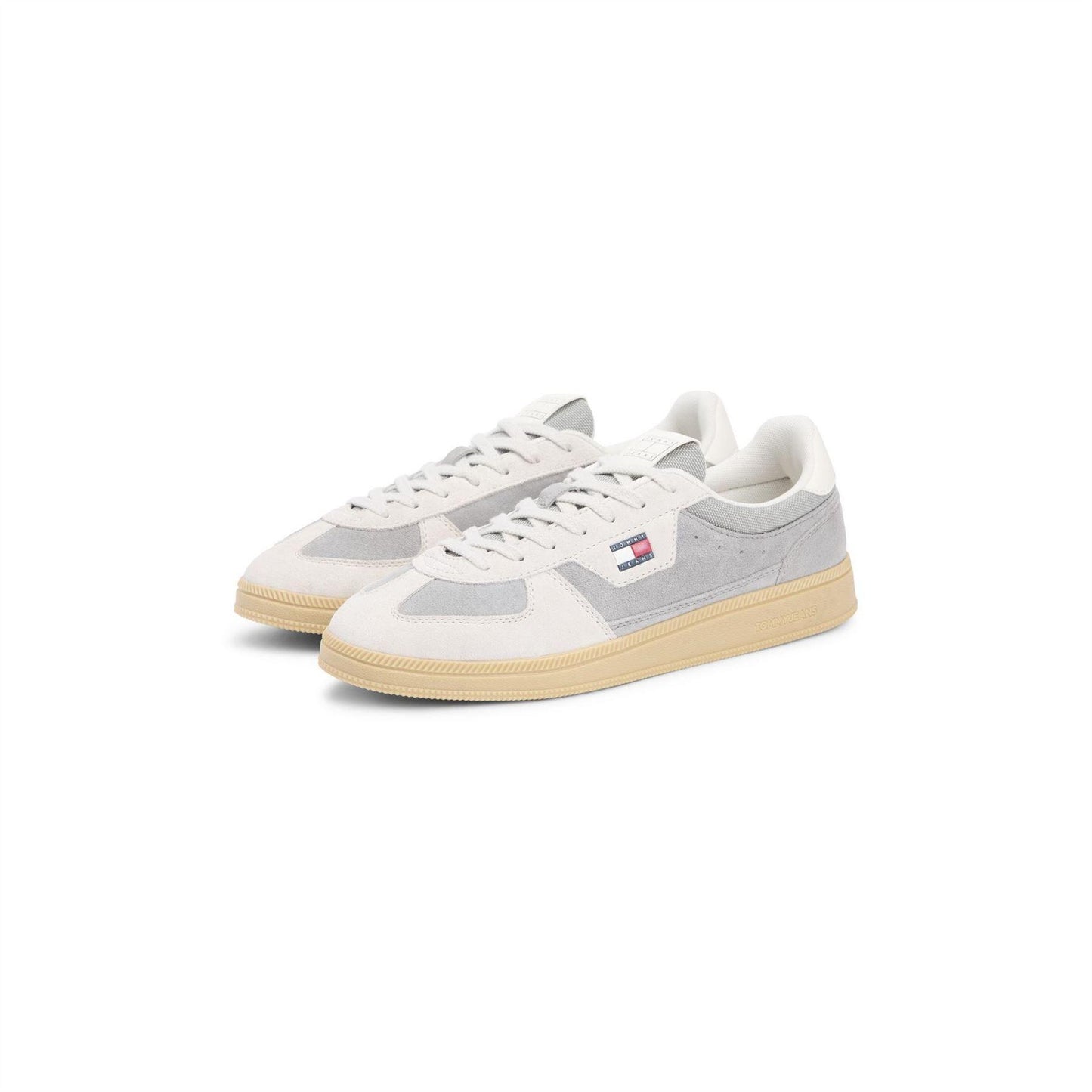 Grey - Back - Tommy Jeans Mens Greenwich Suede Low Cut Flat Trainers