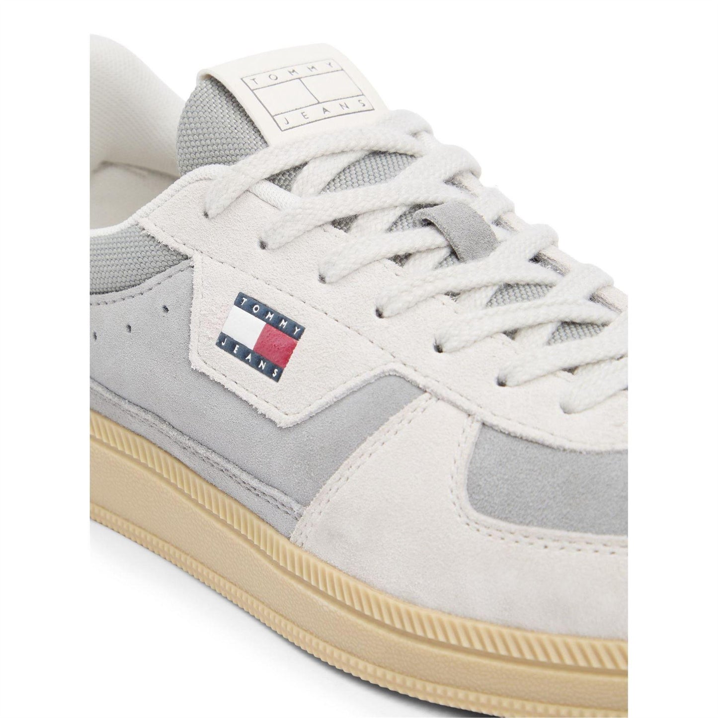 Grey - Pack Shot - Tommy Jeans Mens Greenwich Suede Low Cut Flat Trainers