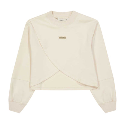 Whitecap Grey - Front - Calvin Klein Childrens-Kids Jeans Metal Logo Sweatshirt