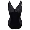 Black-Silver - Front - Arena Womens-Ladies Lucia Body Lift One Piece Swimsuit