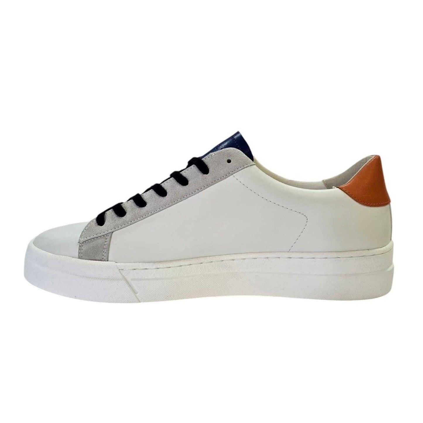 White-Grey - Side - Loyalti Mens Levia Leather Flat Trainers