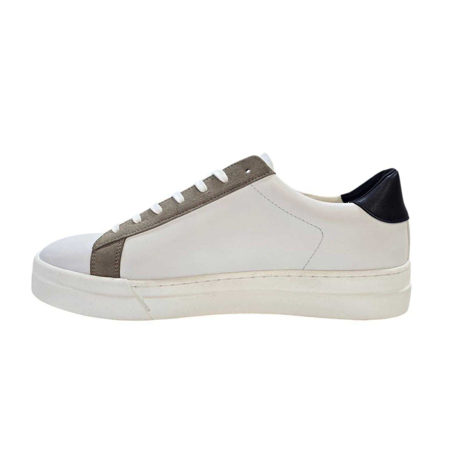 White - Side - Loyalti Mens Levia Leather Flat Trainers