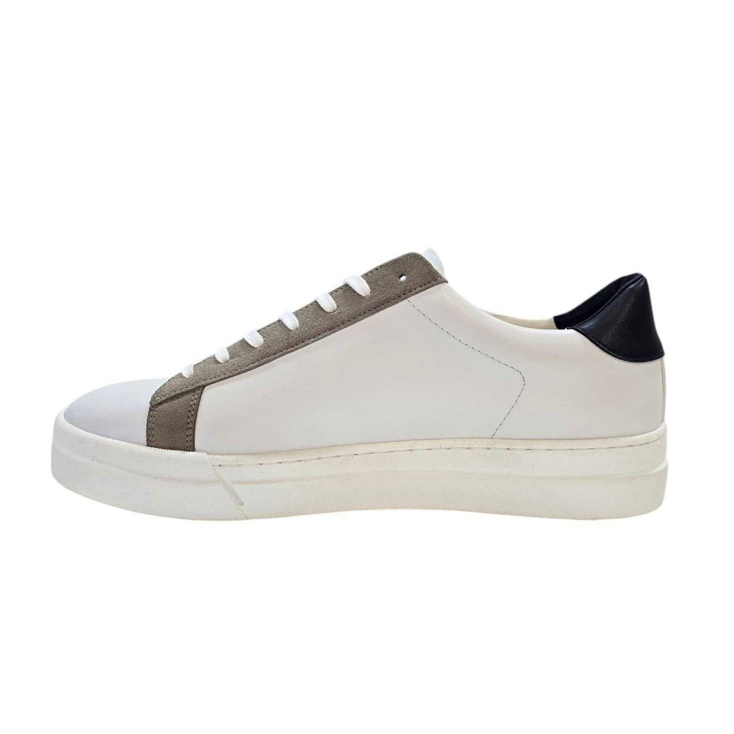 White - Side - Loyalti Mens Levia Leather Flat Trainers