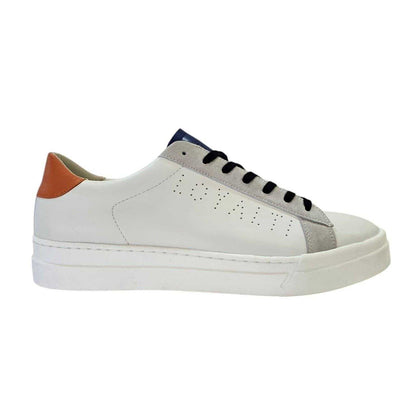 White-Grey - Front - Loyalti Mens Levia Leather Flat Trainers