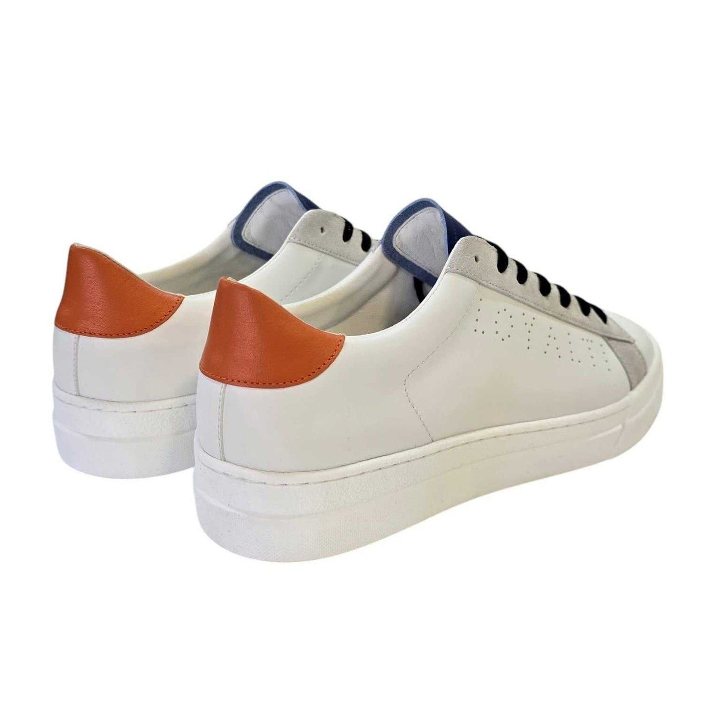 White-Grey - Back - Loyalti Mens Levia Leather Flat Trainers