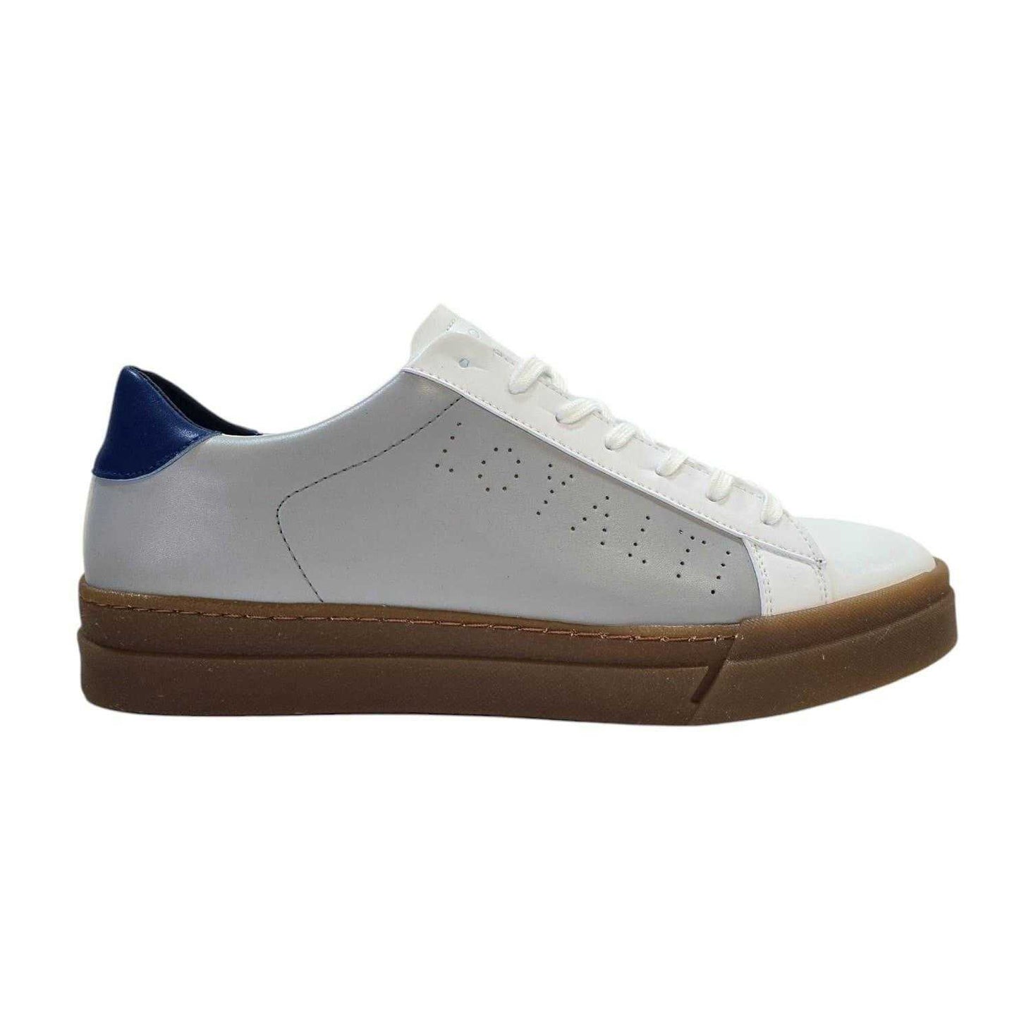 Grey-White-Navy - Front - Loyalti Mens Levia Leather Flat Trainers