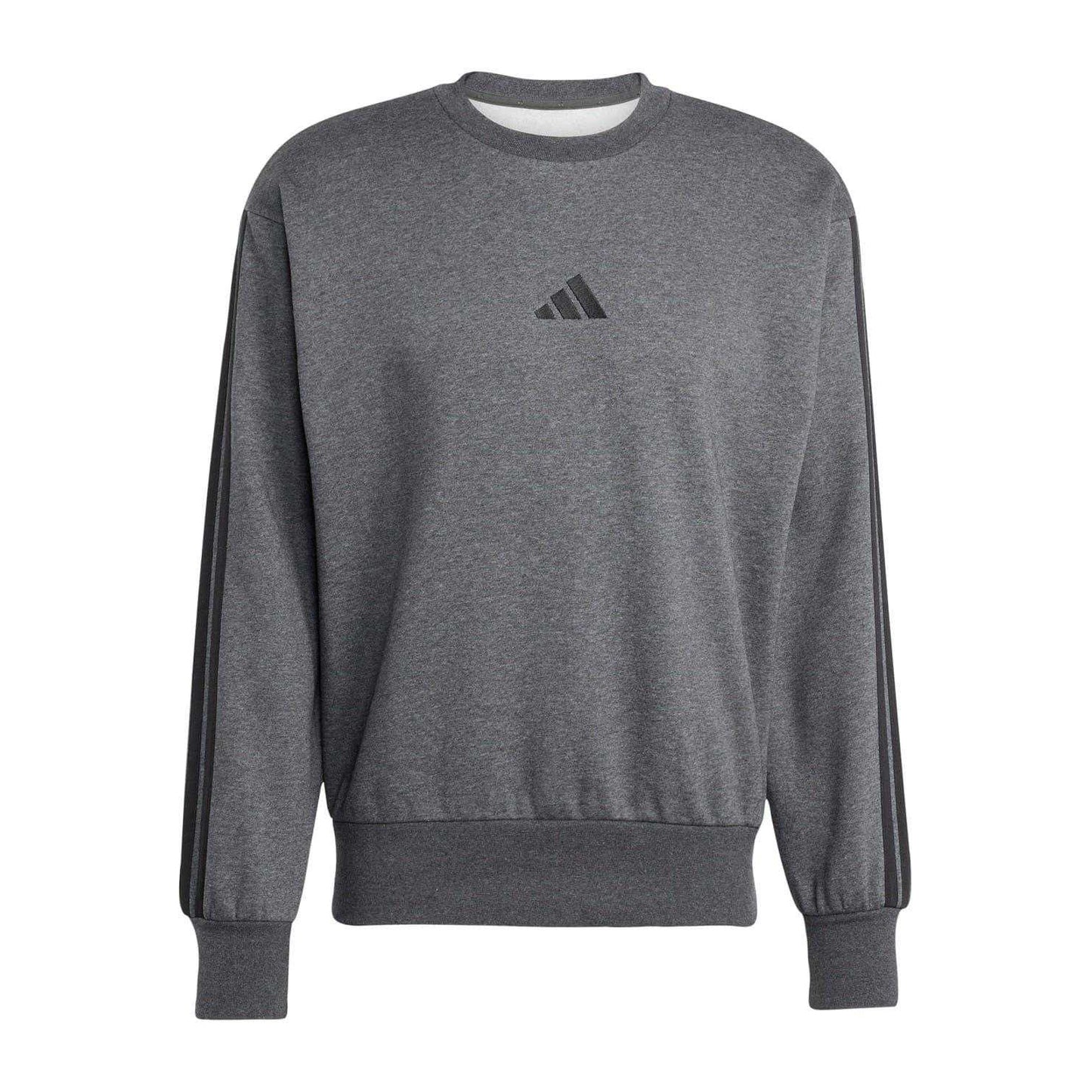 Dark Grey - Front - Adidas Mens Essentials 3 Stripes Fleece Sweatshirt