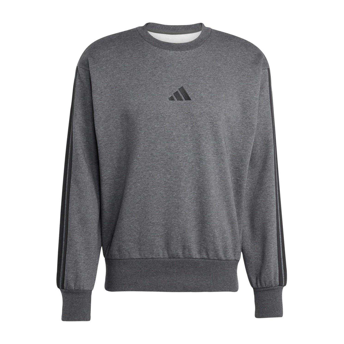 Dark Grey - Front - Adidas Mens Essentials 3 Stripes Fleece Sweatshirt
