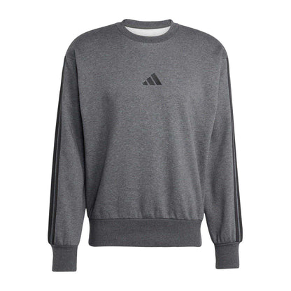 Dark Grey - Front - Adidas Mens Essentials 3 Stripes Fleece Sweatshirt