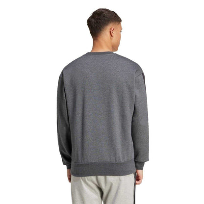 Dark Grey - Back - Adidas Mens Essentials 3 Stripes Fleece Sweatshirt