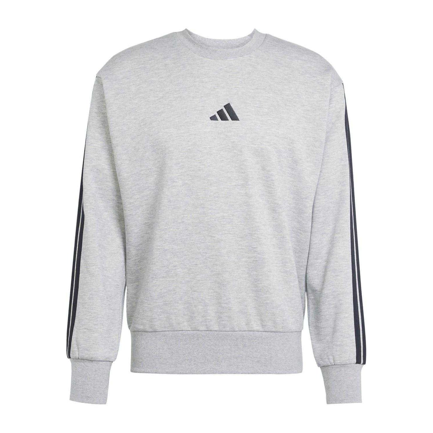Medium Grey - Front - Adidas Mens Essentials 3 Stripes Fleece Sweatshirt