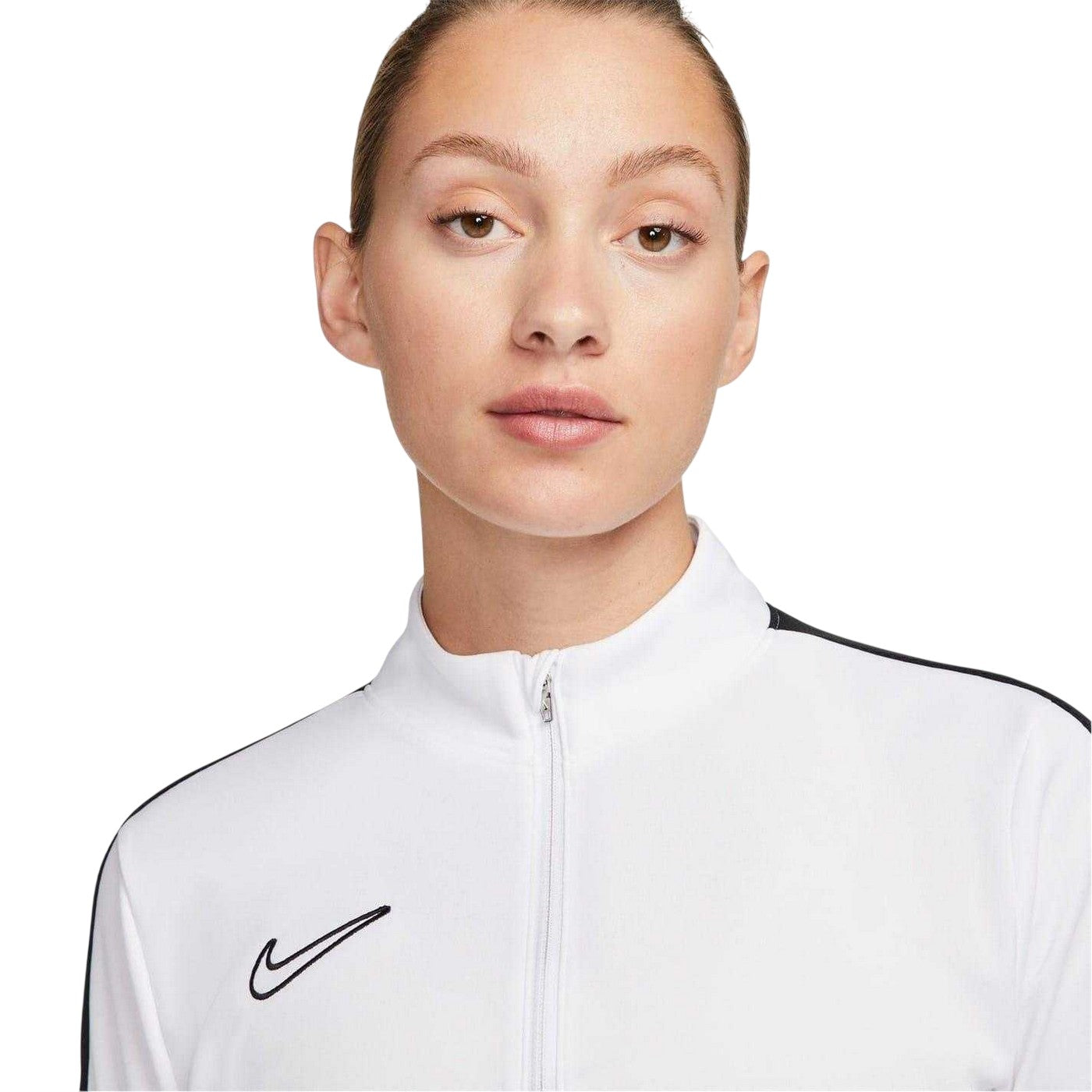 White-Black - Side - Nike Womens-Ladies Performance Zip Neck Training Sweatshirt