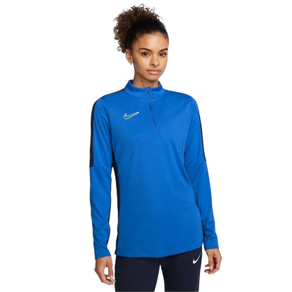 Blue-White - Front - Nike Womens-Ladies Performance Zip Neck Training Sweatshirt
