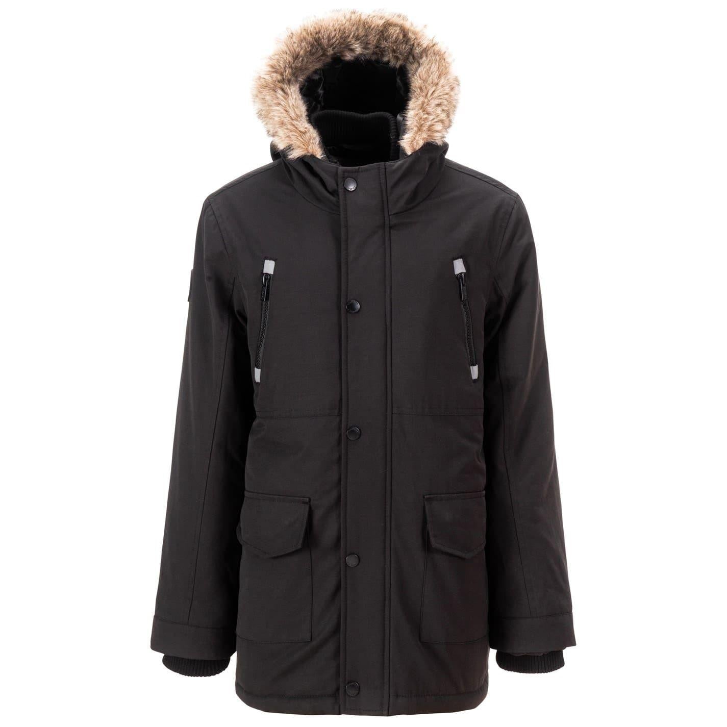 Black - Front - Firetrap Boys Faux Fur Trim Parka