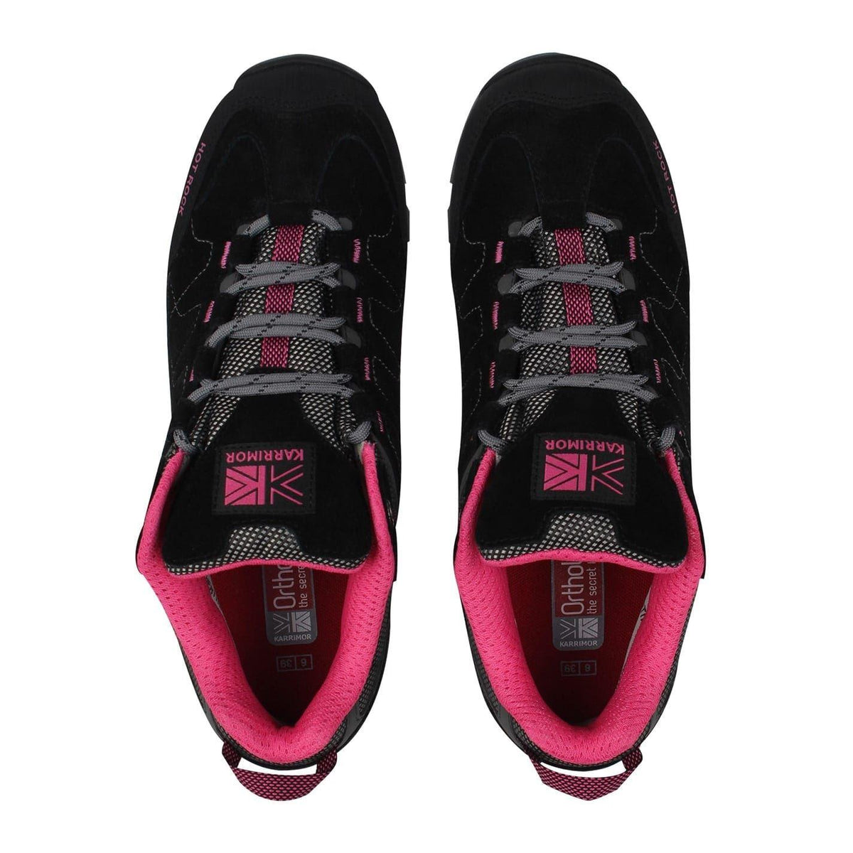 Black-Pink - Pack Shot - Karrimor Womens-Ladies Hot Rock Suede Waterproof Walking Shoes