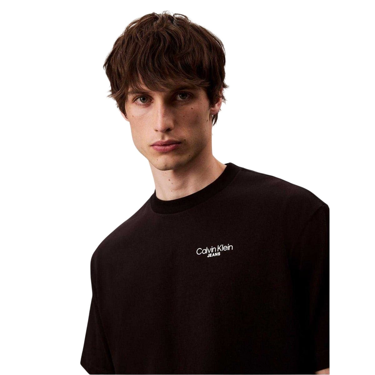 Black - Side - Calvin Klein Mens Back Print Logo Regular T-Shirt