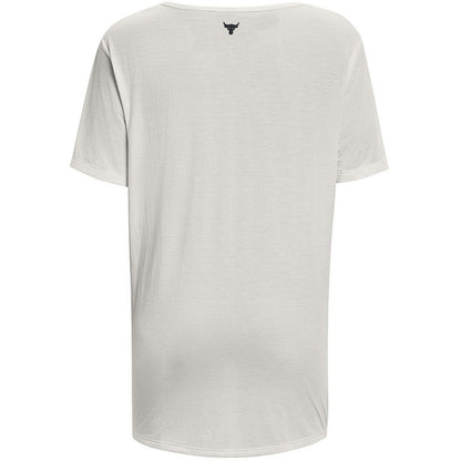 White - Back - Under Armour Womens-Ladies Project Rock T-Shirt