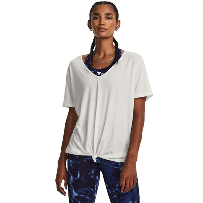 White - Side - Under Armour Womens-Ladies Project Rock T-Shirt