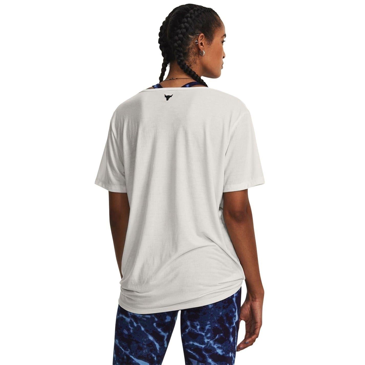 White - Lifestyle - Under Armour Womens-Ladies Project Rock T-Shirt