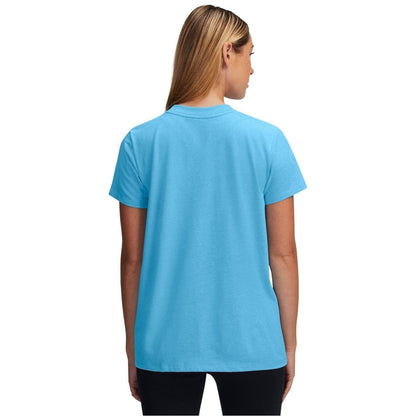 Elysium Blue-White - Back - Under Armour Womens-Ladies Rival Core Oversized Short-Sleeved T-Shirt
