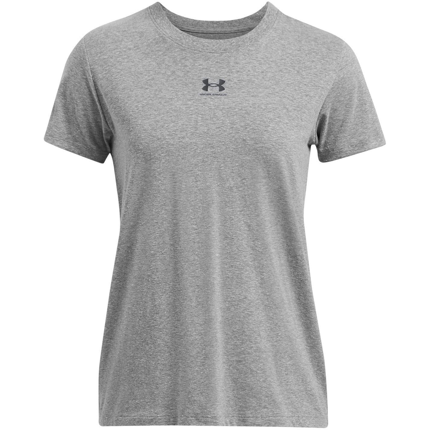 Rock-Black - Front - Under Armour Womens-Ladies Rival Core Oversized Short-Sleeved T-Shirt