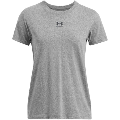 Rock-Black - Front - Under Armour Womens-Ladies Rival Core Oversized Short-Sleeved T-Shirt