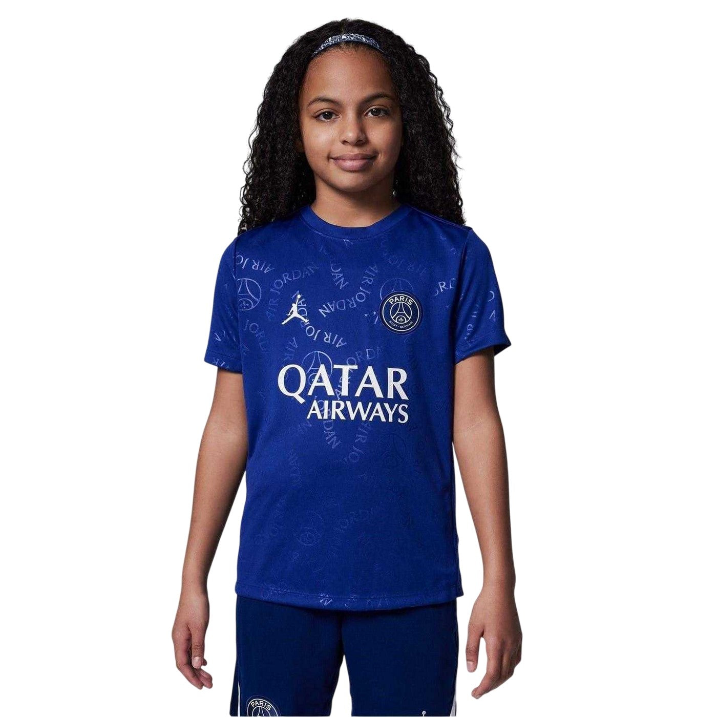 Blue-Phantom - Front - Nike Childrens-Kids Air Jordan Paris Saint Germain FC Jersey