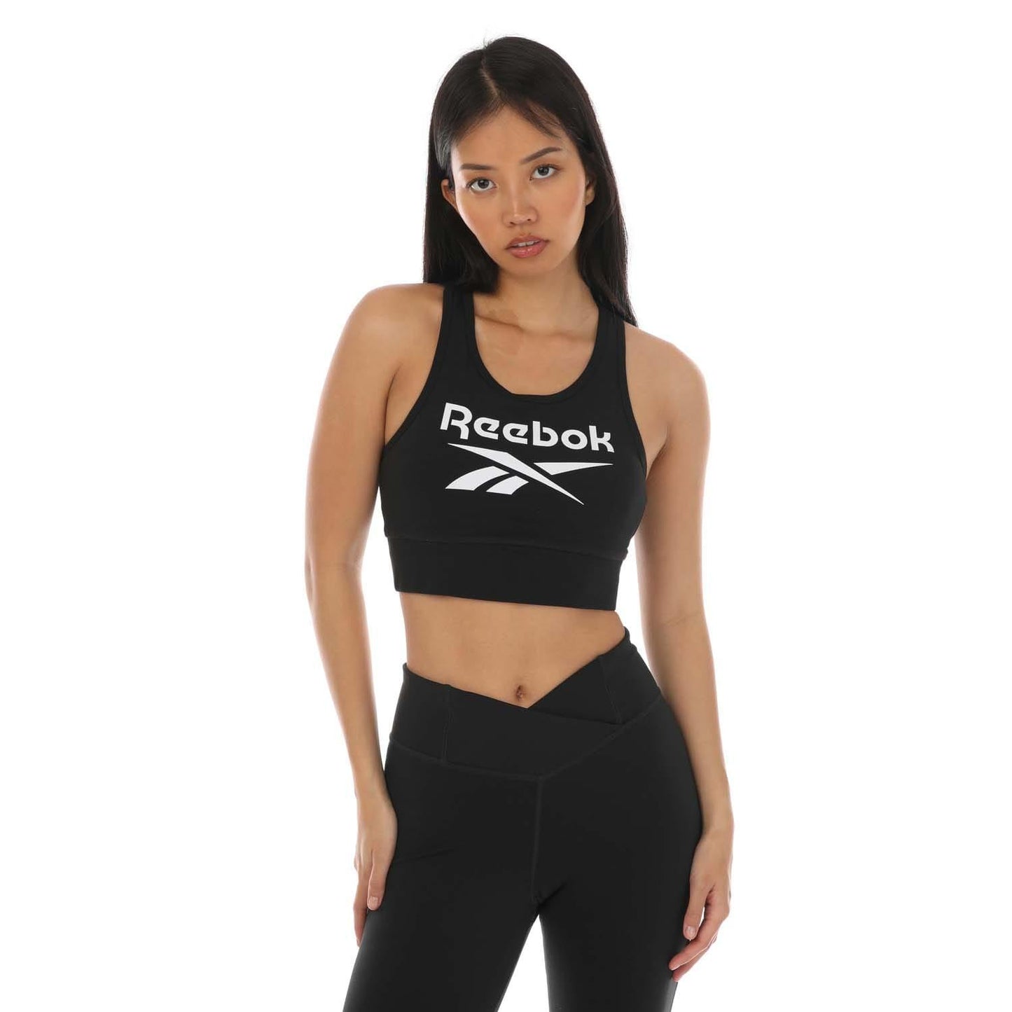 Black - Front - Reebok Womens-Ladies Identity Sports Bra
