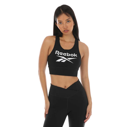 Black - Front - Reebok Womens-Ladies Identity Sports Bra