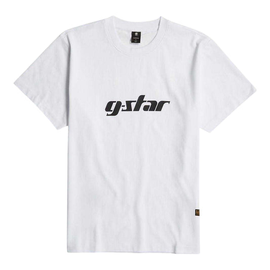 White - Front - G-Star Unisex Adult Cursive Logo Regular T-Shirt