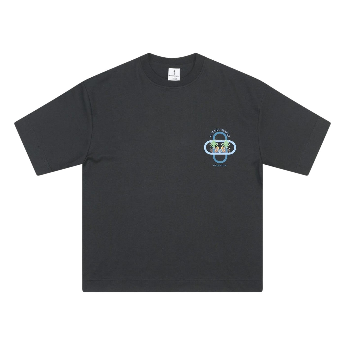 Black - Front - Rose London Mens Sahara Back Print Heavyweight T-Shirt