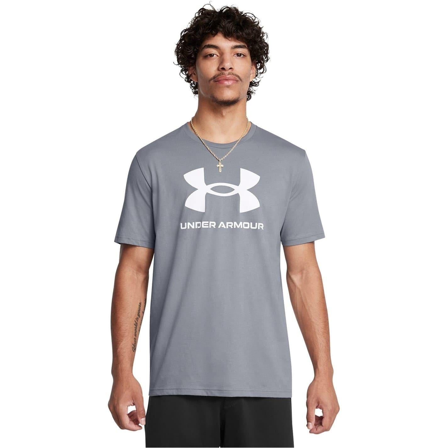 Grey - Side - Under Armour Mens Sportstyle Performance Workout T-Shirt