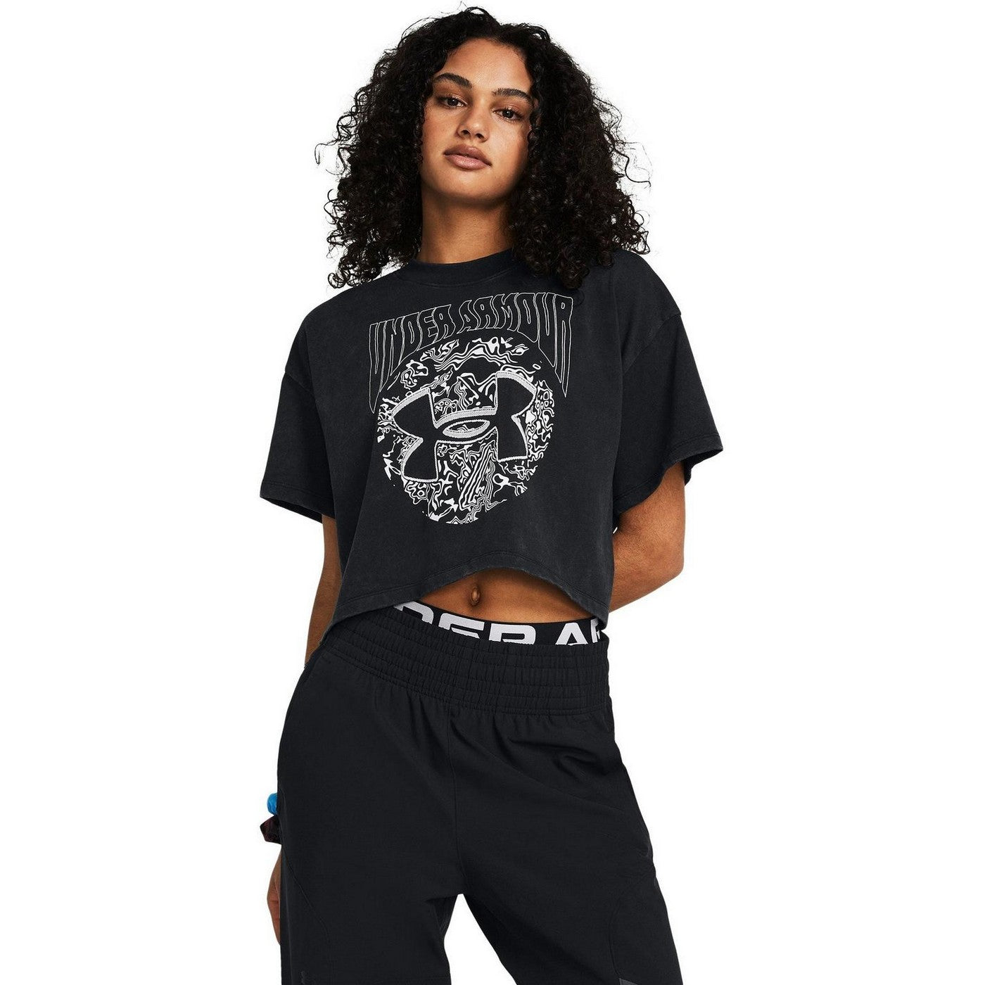 Black - Side - Under Armour Womens-Ladies Boyfriend Short-Sleeved T-Shirt