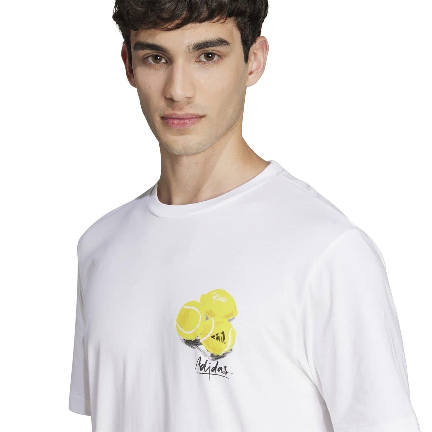 White - Lifestyle - Adidas Mens Regular Tennis T-Shirt