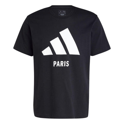 Black - Front - Adidas Unisex Adult Paris T-Shirt