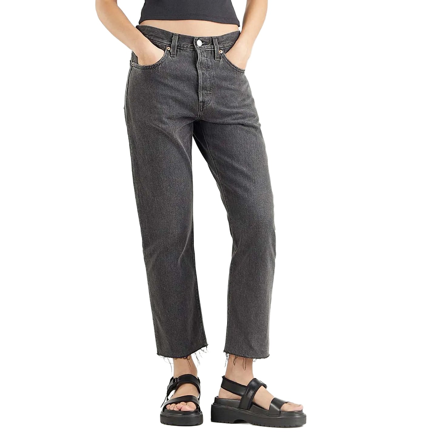 Black - Side - Levis Womens-Ladies Get Off My Cloud Crop Jeans