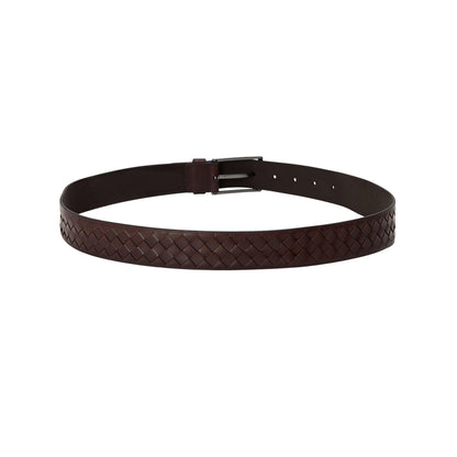 Dark Brown - Back - Boss Mens Braided Leather Belt