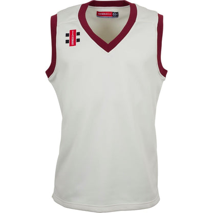 Ivory-Maroon - Front - Gray-Nicolls Childrens-Kids V Neck Slim Sleeveless Top