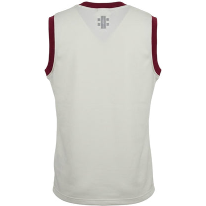 Ivory-Maroon - Back - Gray-Nicolls Childrens-Kids V Neck Slim Sleeveless Top
