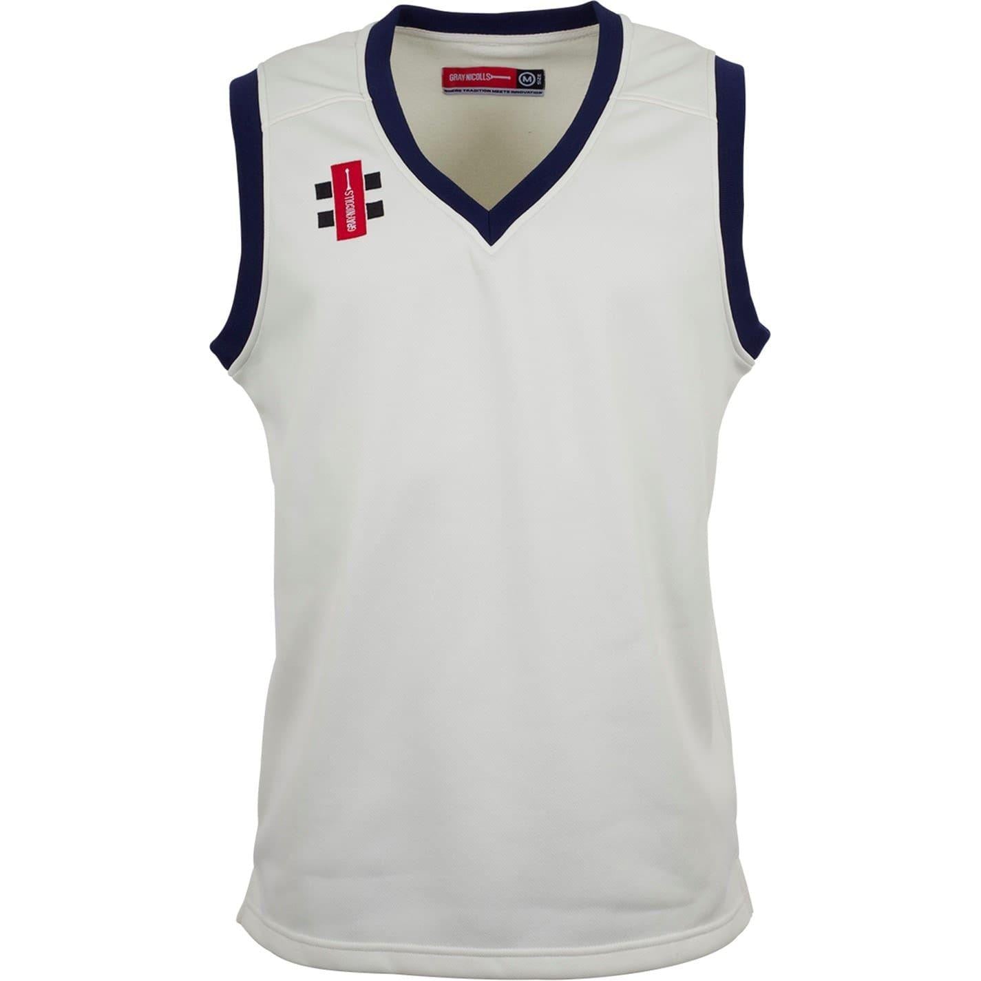 Ivory-Navy - Front - Gray-Nicolls Childrens-Kids V Neck Slim Sleeveless Top