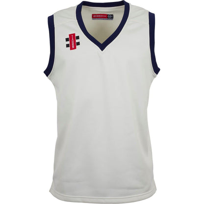 Ivory-Navy - Front - Gray-Nicolls Childrens-Kids V Neck Slim Sleeveless Top