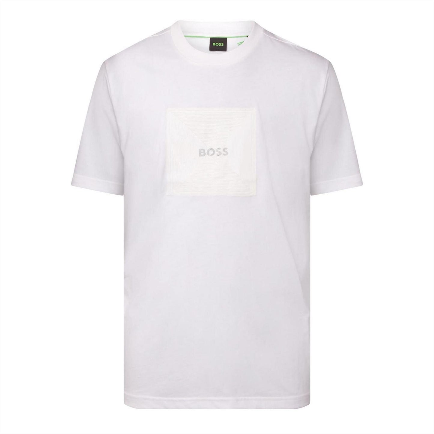 White - Front - Boss Mens Artwork Jersey Regular T-Shirt
