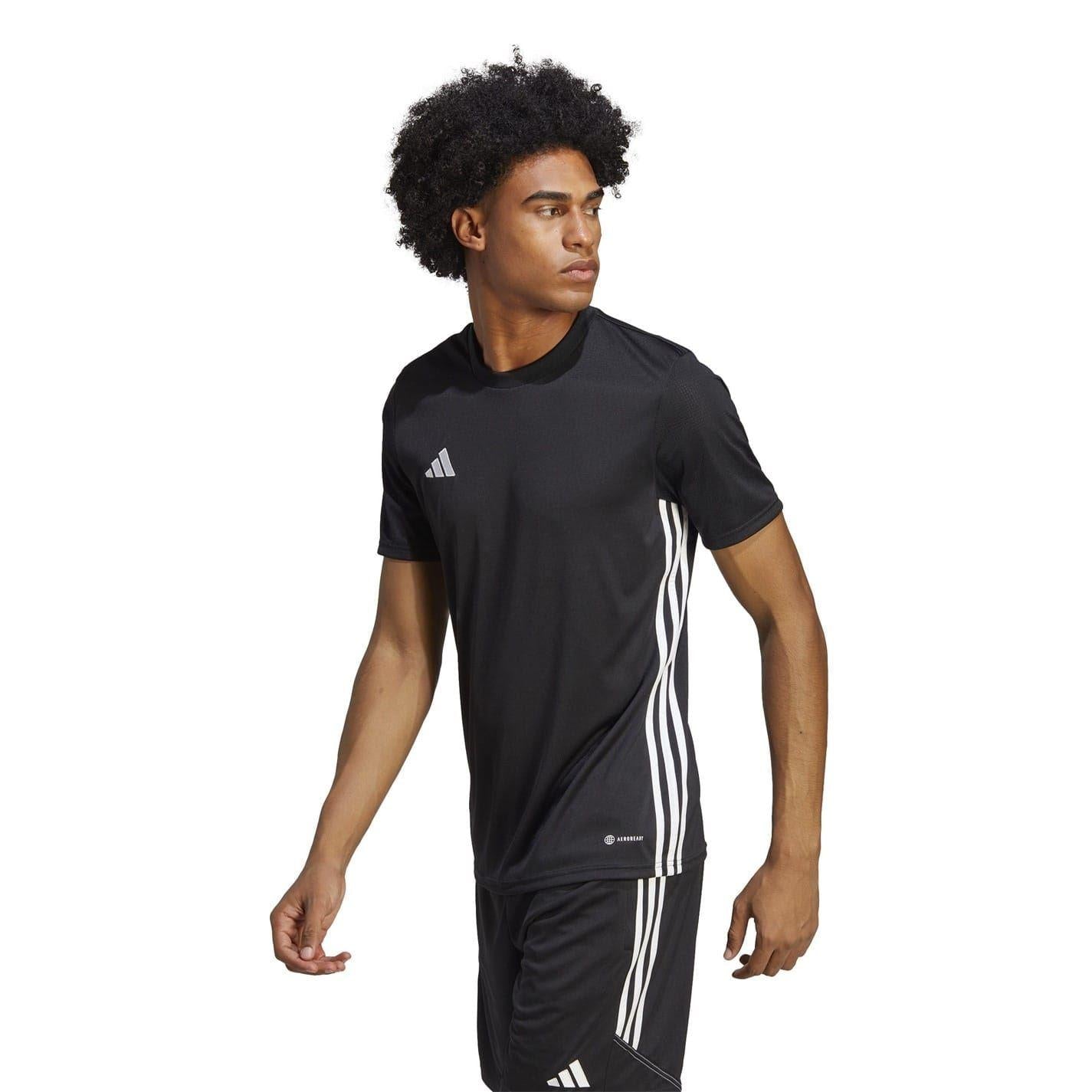 Black-White - Side - Adidas Mens Tabela 23 3 Stripes T-Shirt