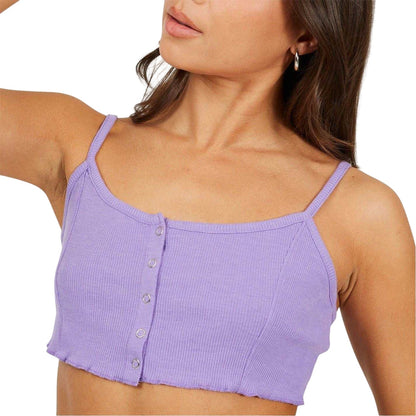 Deep Lilac - Side - Brave Soul Womens-Ladies Rib Knit Crop Top