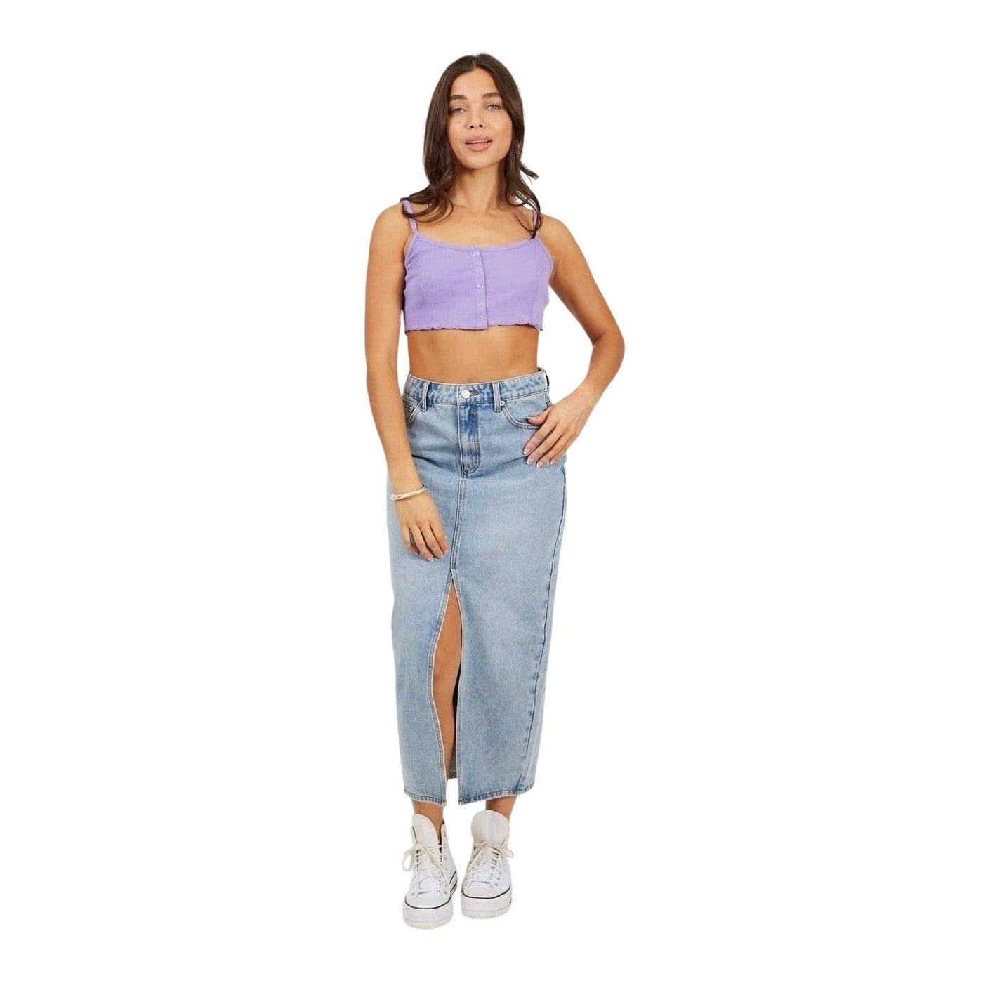 Deep Lilac - Lifestyle - Brave Soul Womens-Ladies Rib Knit Crop Top