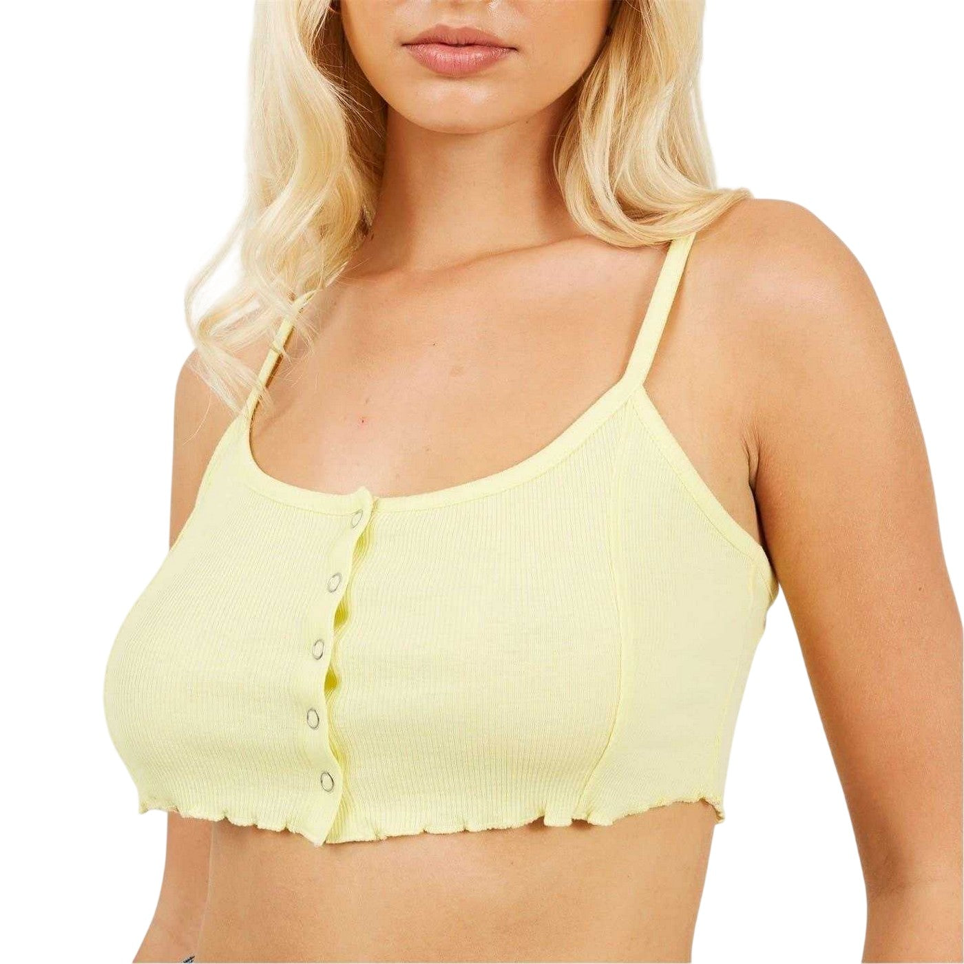 Lime - Front - Brave Soul Womens-Ladies Rib Knit Crop Top