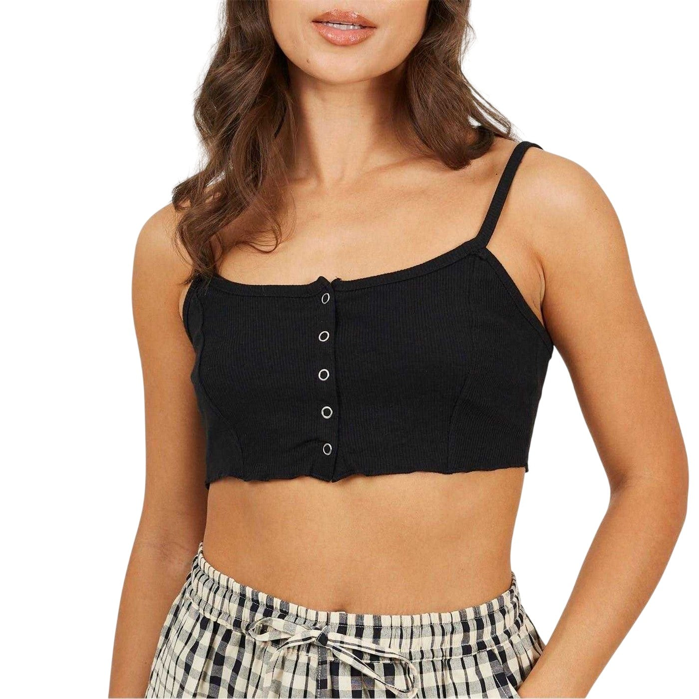Black - Side - Brave Soul Womens-Ladies Rib Knit Crop Top